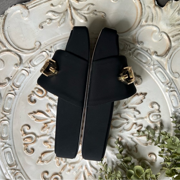 Good American Black and Gold Chain Slide Sandals - Picture 3 of 10